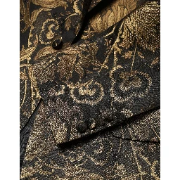 Gold Jacquard Single Breasted Tuxedo Blazer