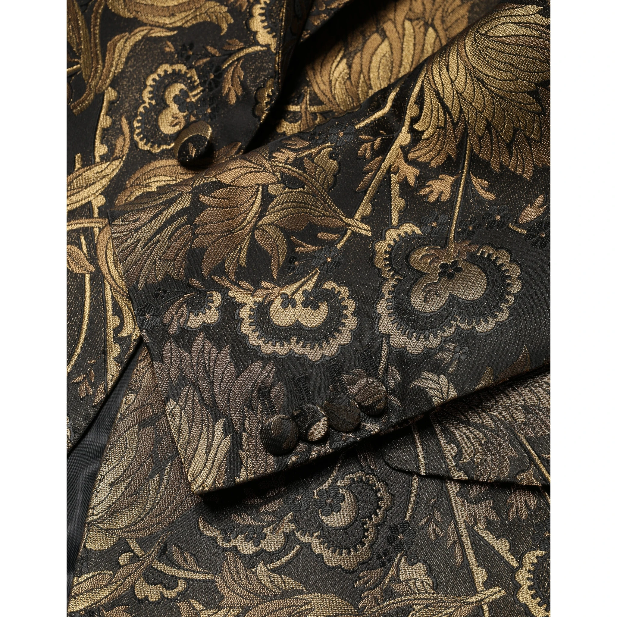 Gold Jacquard Single Breasted Tuxedo Blazer