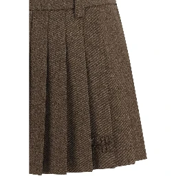 Brown Cotton Mini Skirt