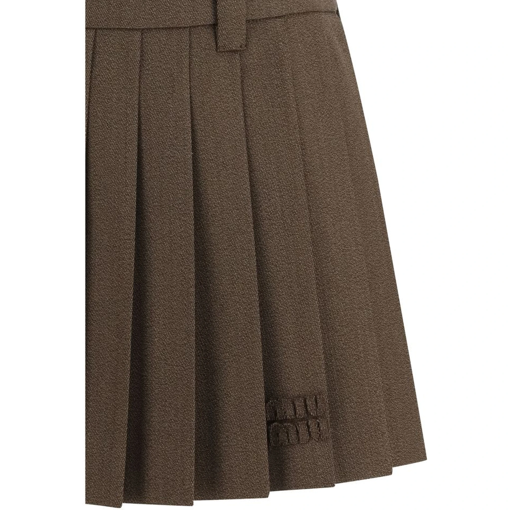 Brown Cotton Mini Skirt