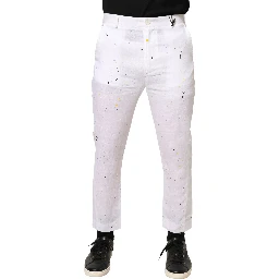 White Paint Print SkinnyFit Trouser Pants