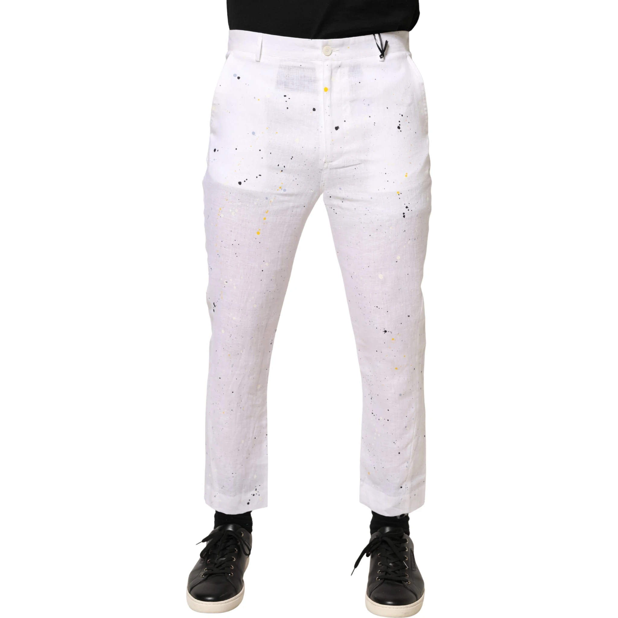 White Paint Print SkinnyFit Trouser Pants