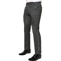 Gray Polyester Formal Dress Trouser Pants