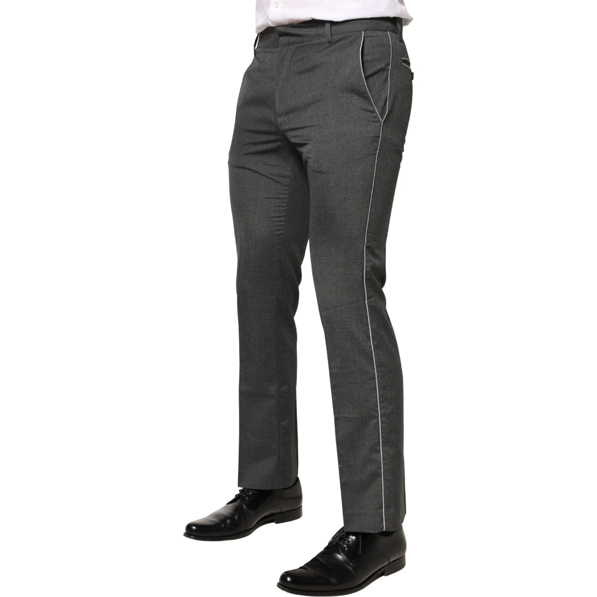 Gray Polyester Formal Dress Trouser Pants
