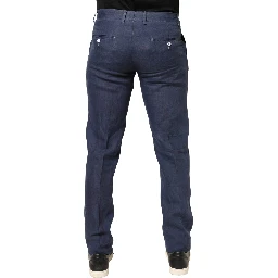 Navy Blue Skinny Chino Mid Waist Men Pants