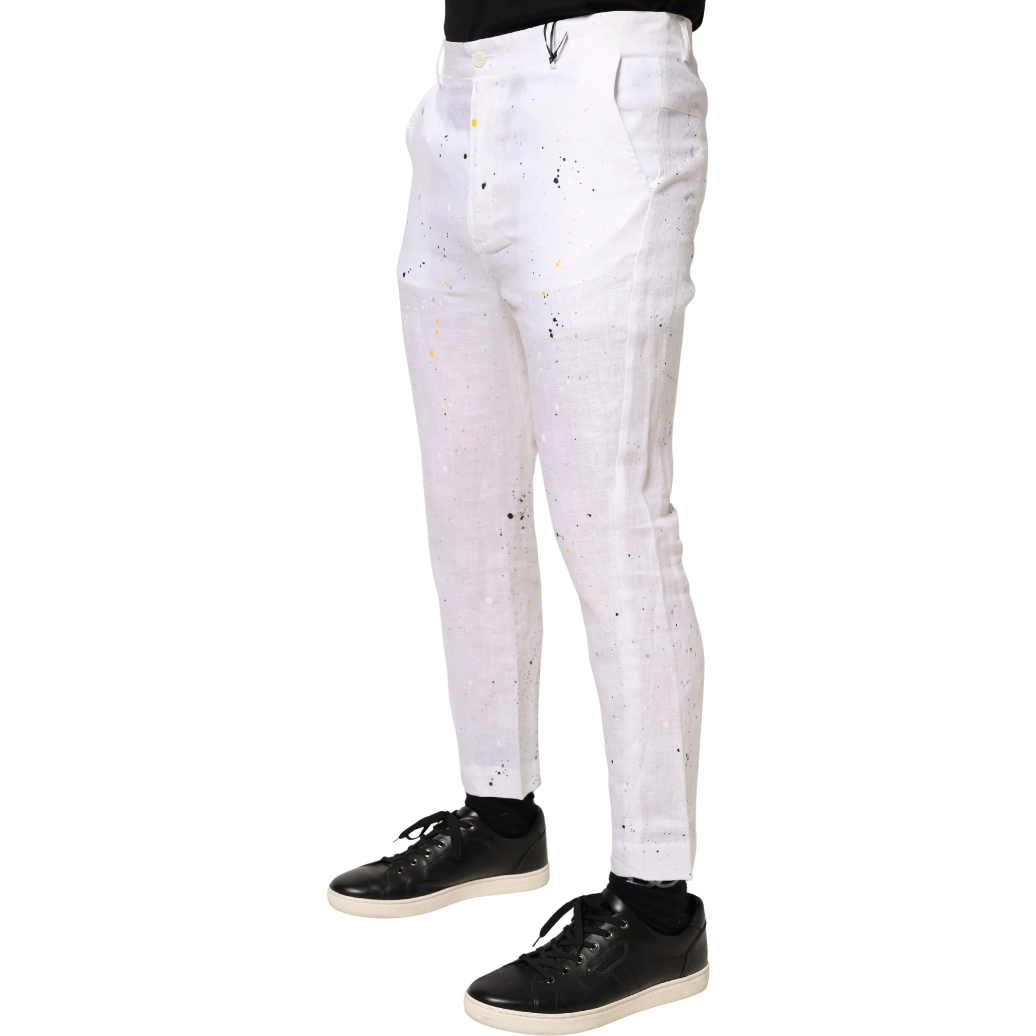 White Paint Print SkinnyFit Trouser Pants