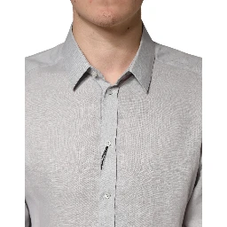 Gray GOLD Linen Long Sleeves Dress Men Shirt