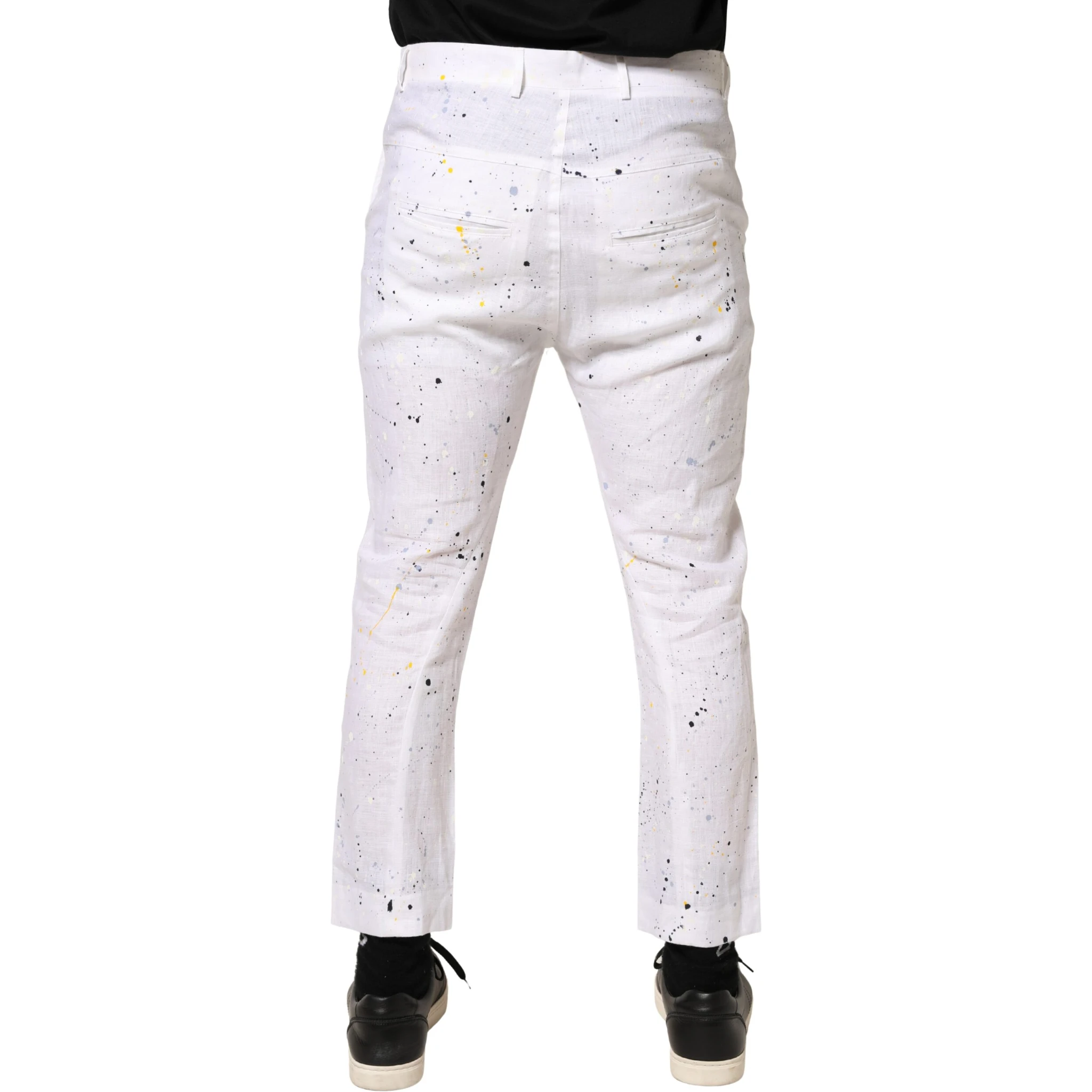White Paint Print SkinnyFit Trouser Pants