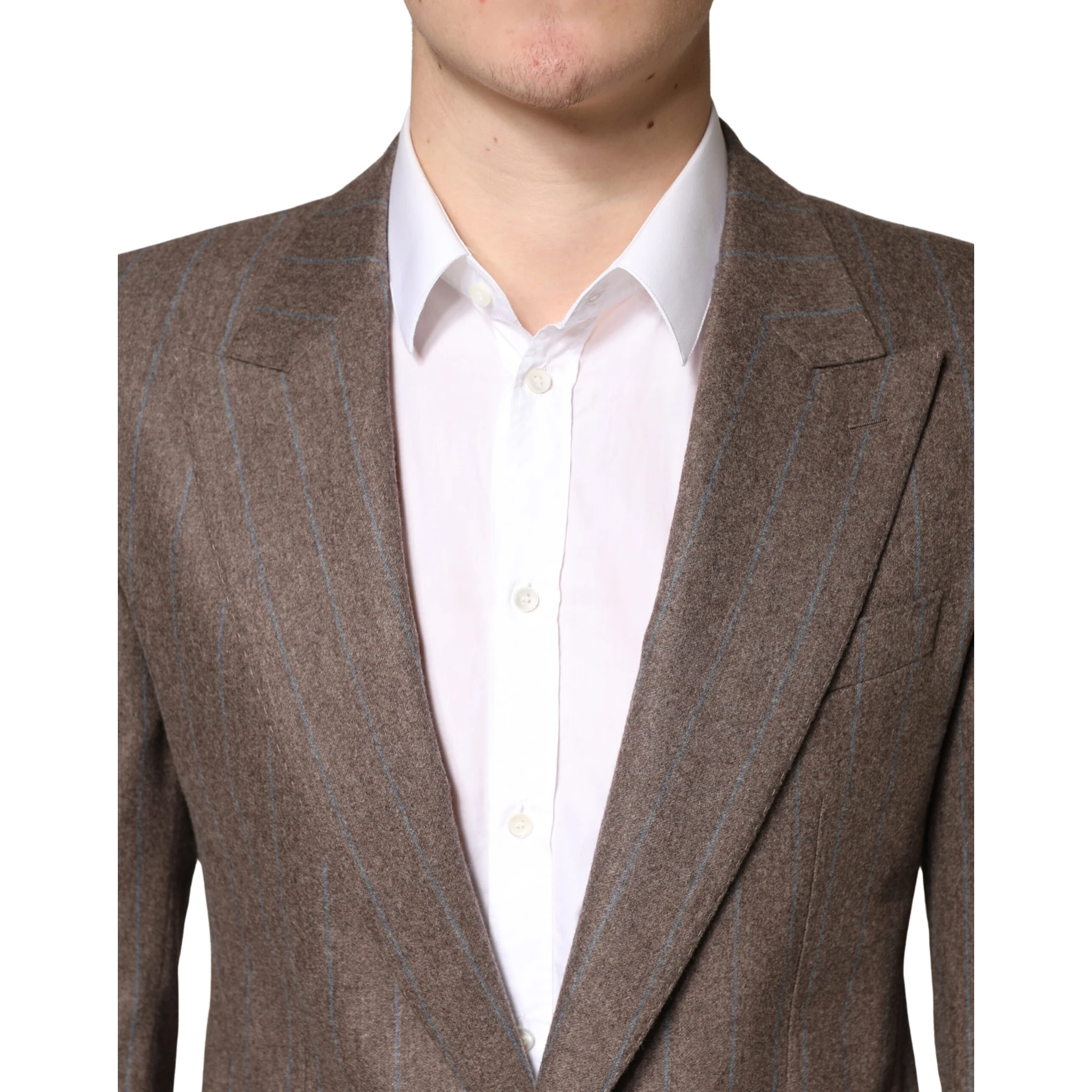 Brown Stripes Single Breasted Blazer