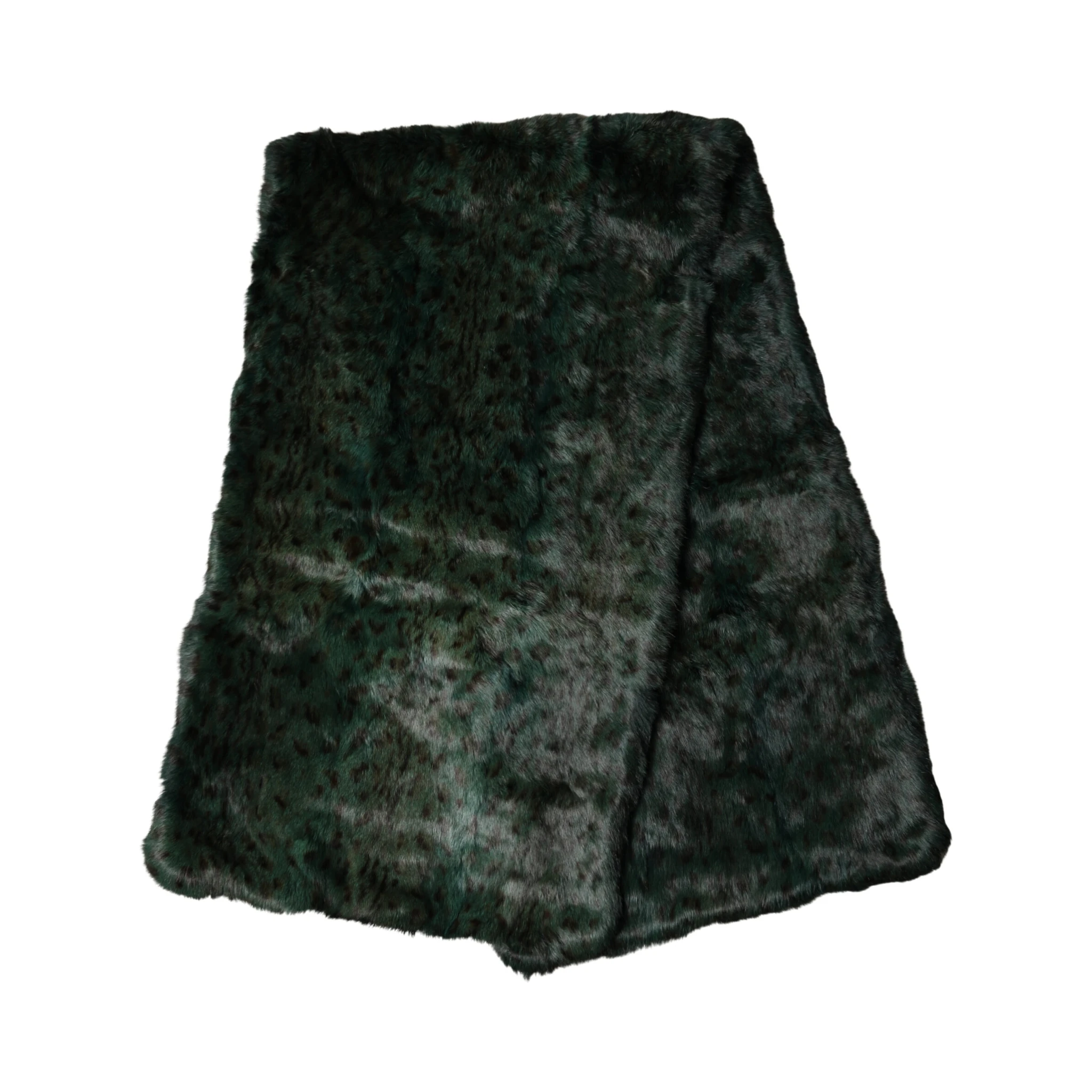 Black Green Stripe Fur Shawl Neck Wrap 180cm x49cm  Scarf