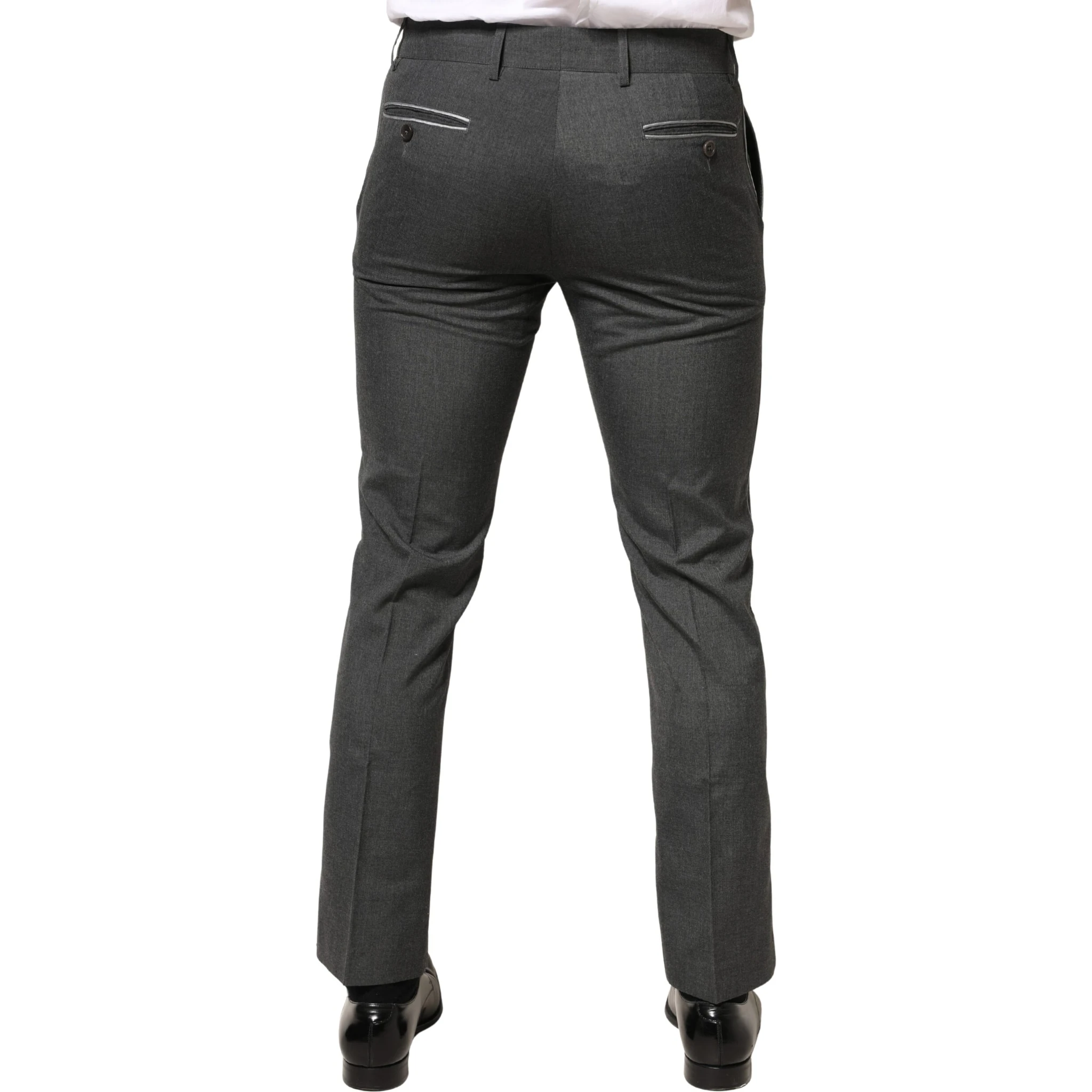Gray Polyester Formal Dress Trouser Pants