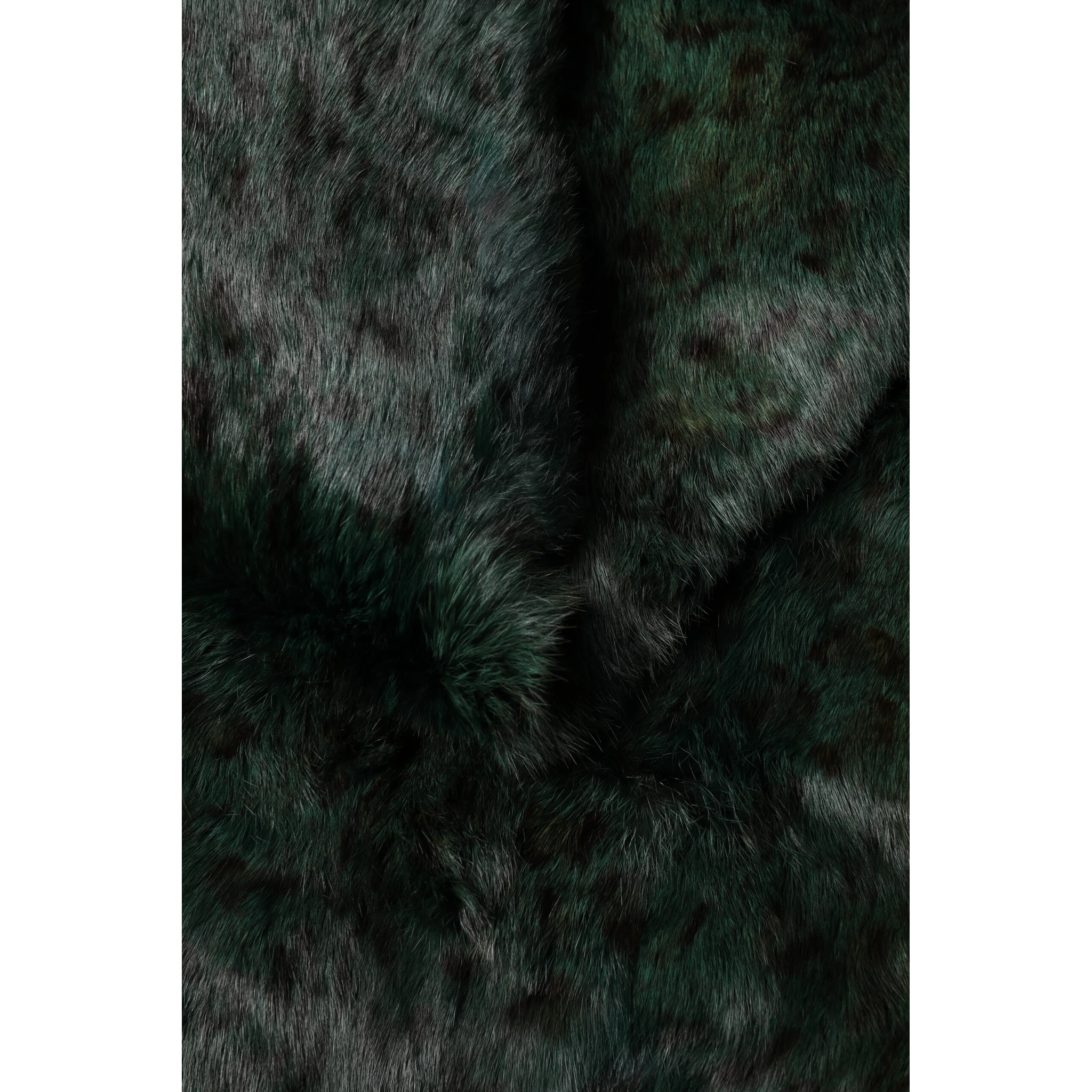 Black Green Stripe Fur Shawl Neck Wrap 180cm x49cm  Scarf
