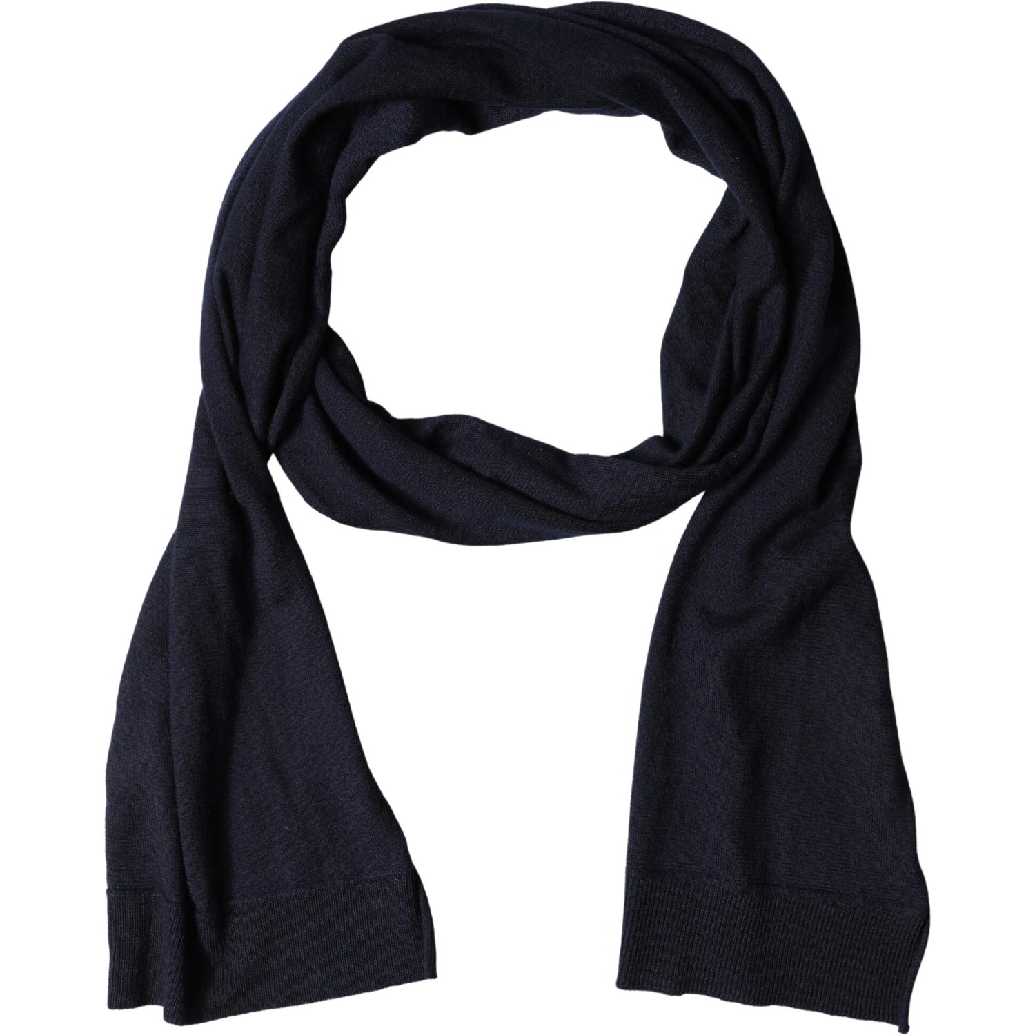 Black Wool Knitted Shawl Neck Wrap 200cm x 25cm  Scarf