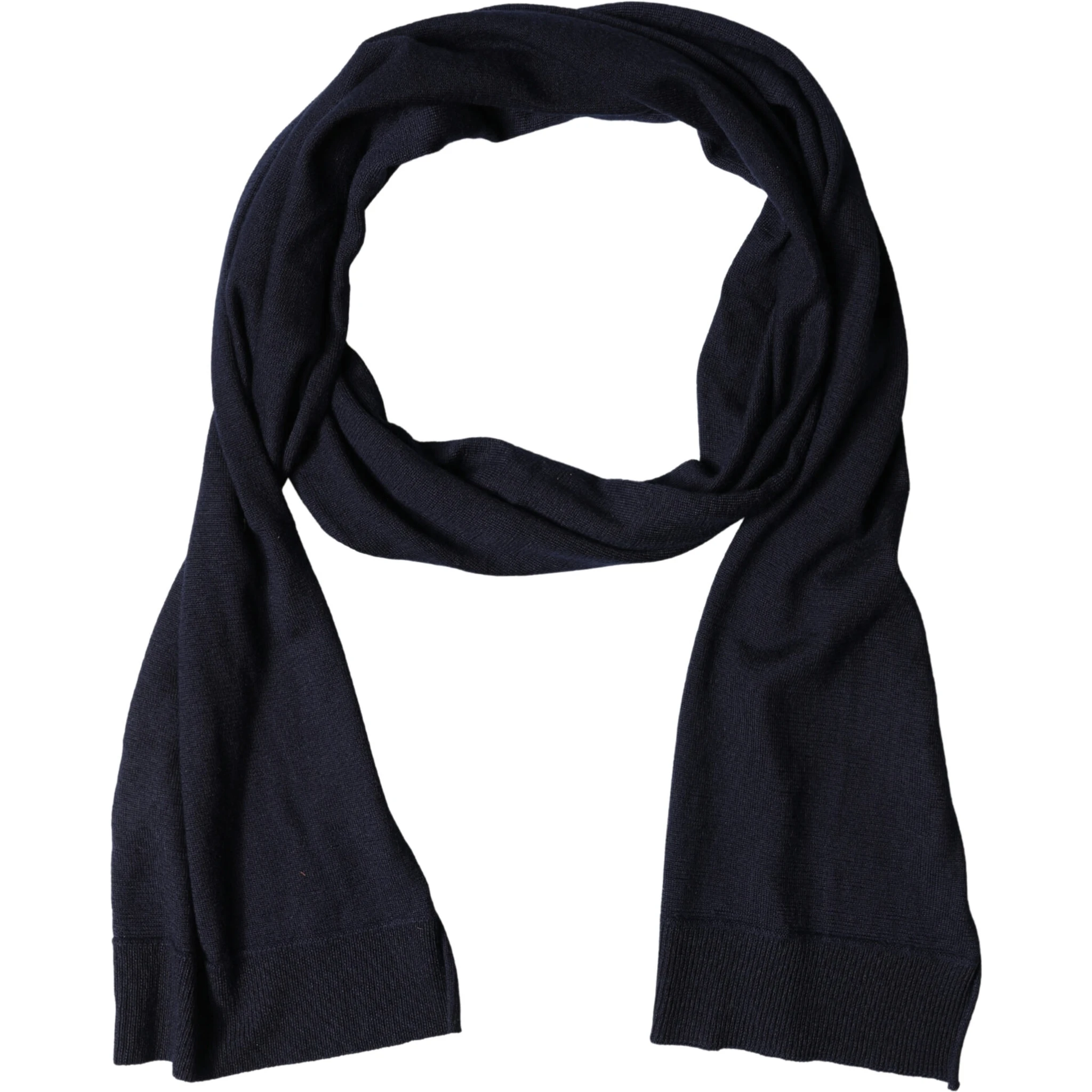 Black Wool Knitted Shawl Neck Wrap 200cm x 25cm  Scarf