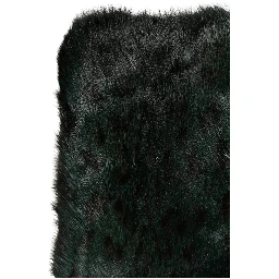 Black Green Stripe Fur Shawl Neck Wrap 180cm x49cm  Scarf