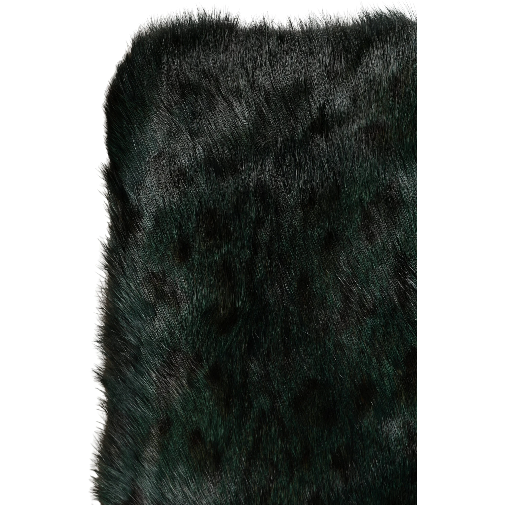 Black Green Stripe Fur Shawl Neck Wrap 180cm x49cm  Scarf