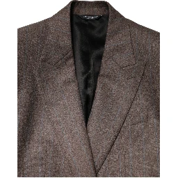 Brown Stripes Single Breasted Blazer