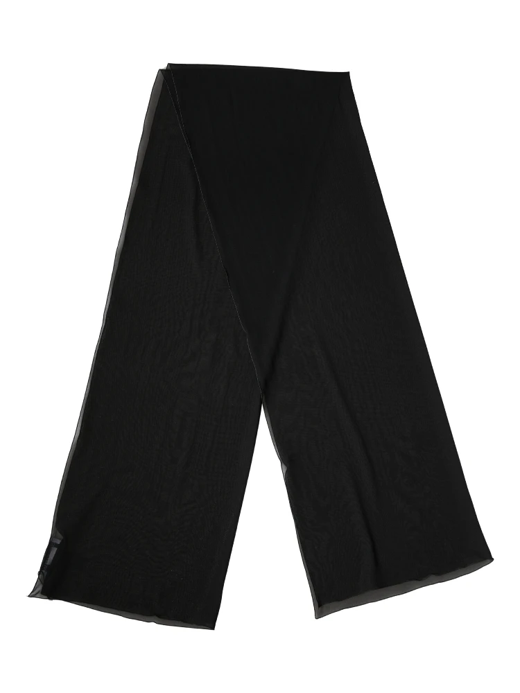 Black Silk Neck Wrap Shawl Stole 200cm x 64cm  Scarf