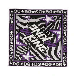 Black Purple DG King Cotton Foulard 51cm x 49.5cm Scarf
