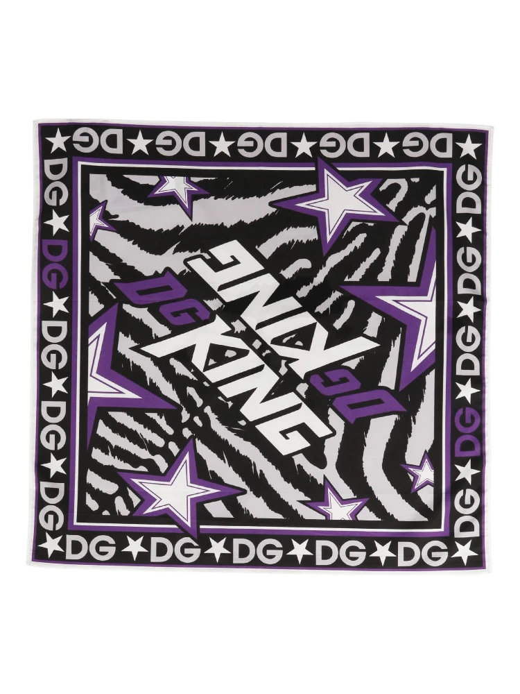 Black Purple DG King Cotton Foulard 51cm x 49.5cm Scarf alternative