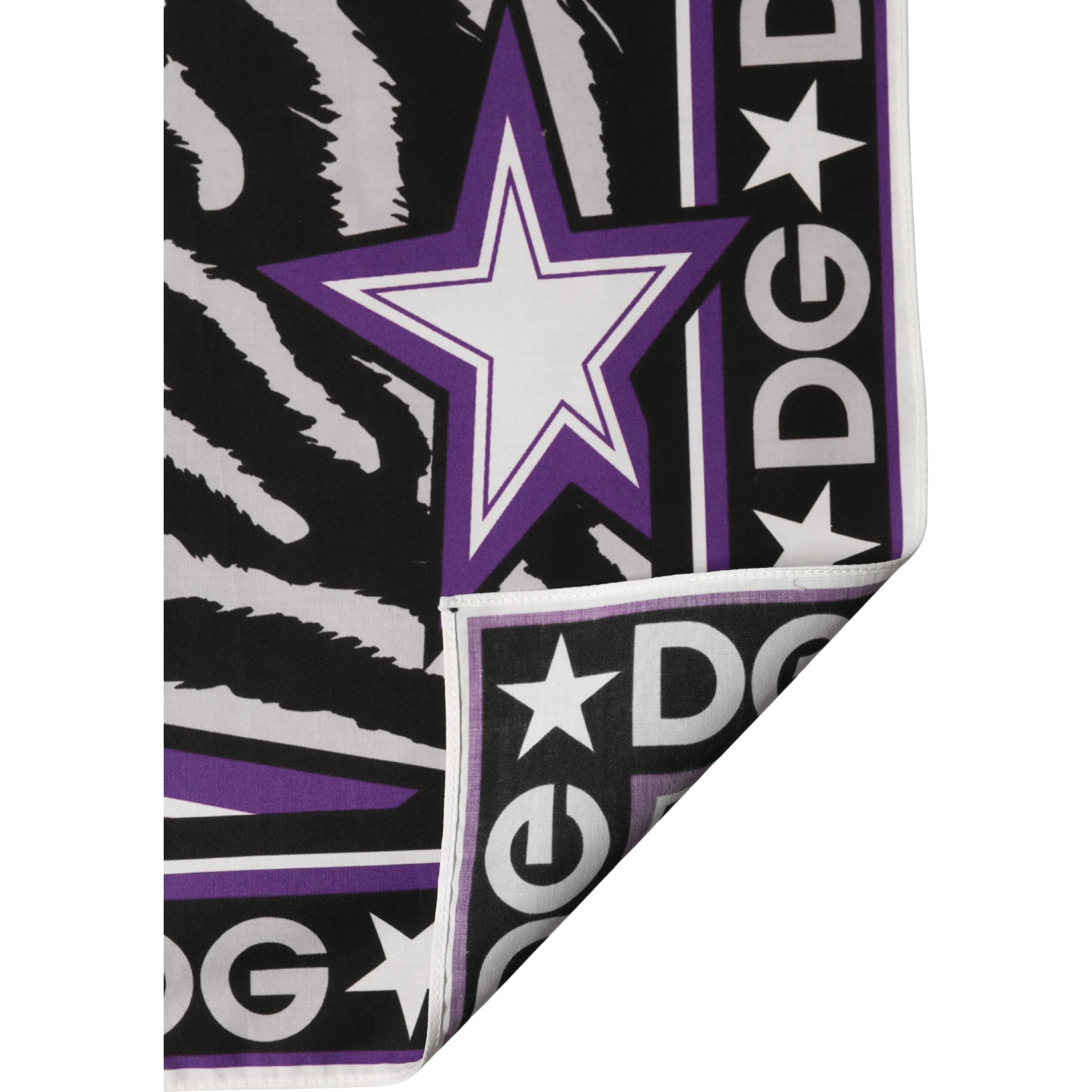 Black Purple DG King Cotton Foulard 51cm x 49.5cm Scarf