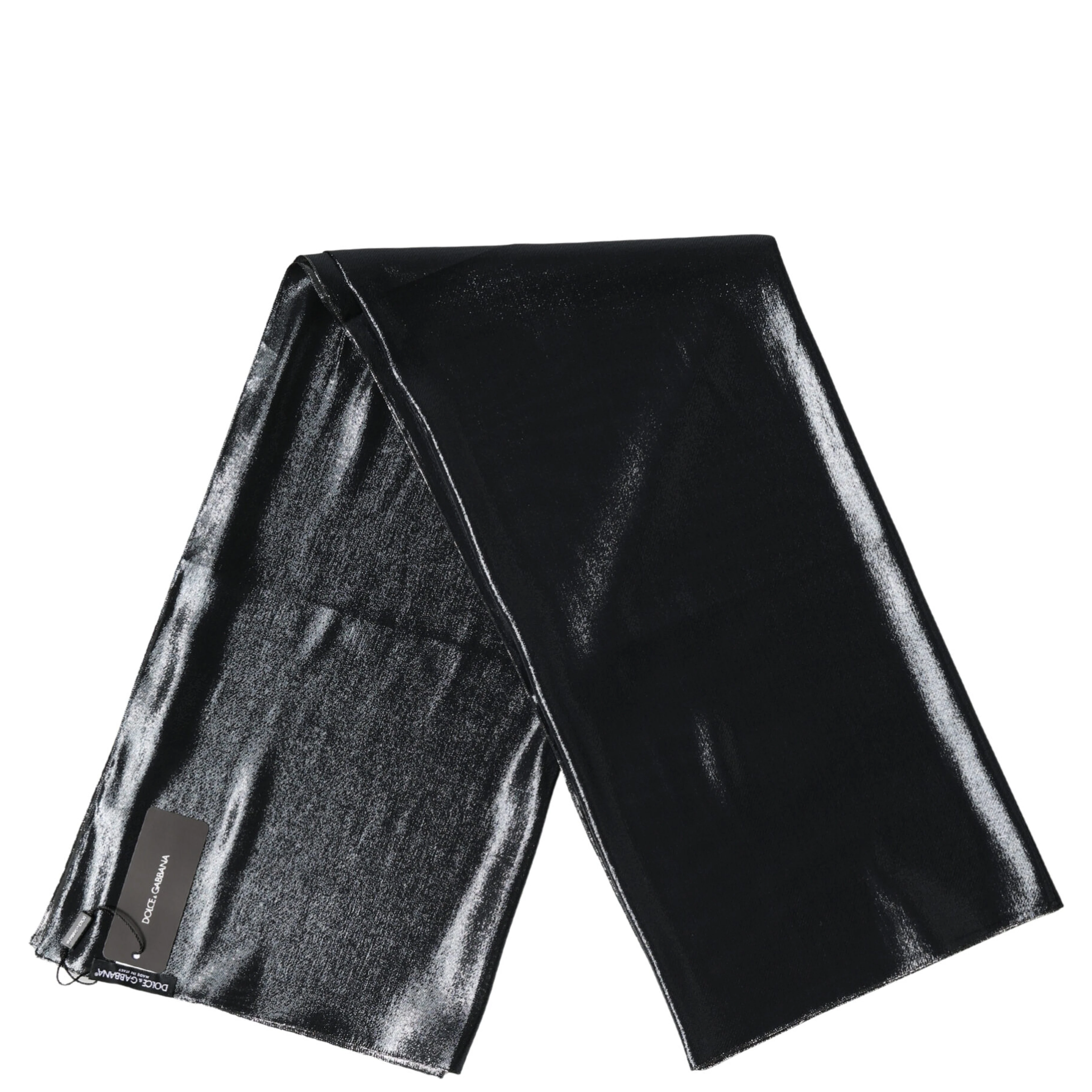 Black Silk Lurex Foulard Wrap Shawl 119cm x 117.5cm Scarf