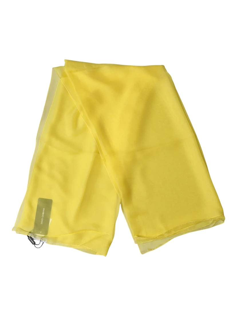 Yellow Silk Neck Wrap Shawl Foulard 133cm x 130cm Scarf