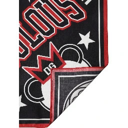 Black Red Panda Cotton Square Foulard 50.5cm x 50cm Scarf
