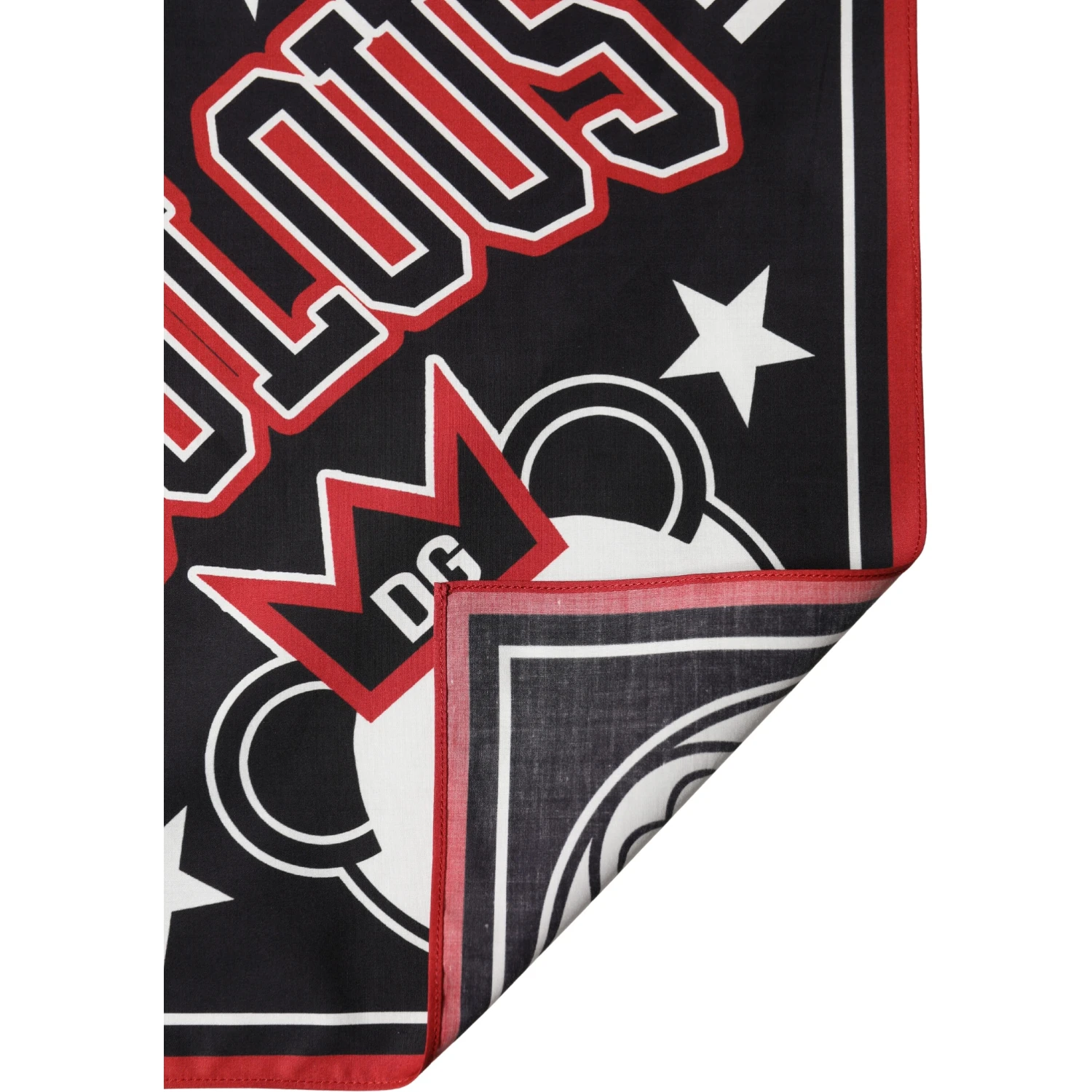Black Red Panda Cotton Square Foulard 50.5cm x 50cm Scarf