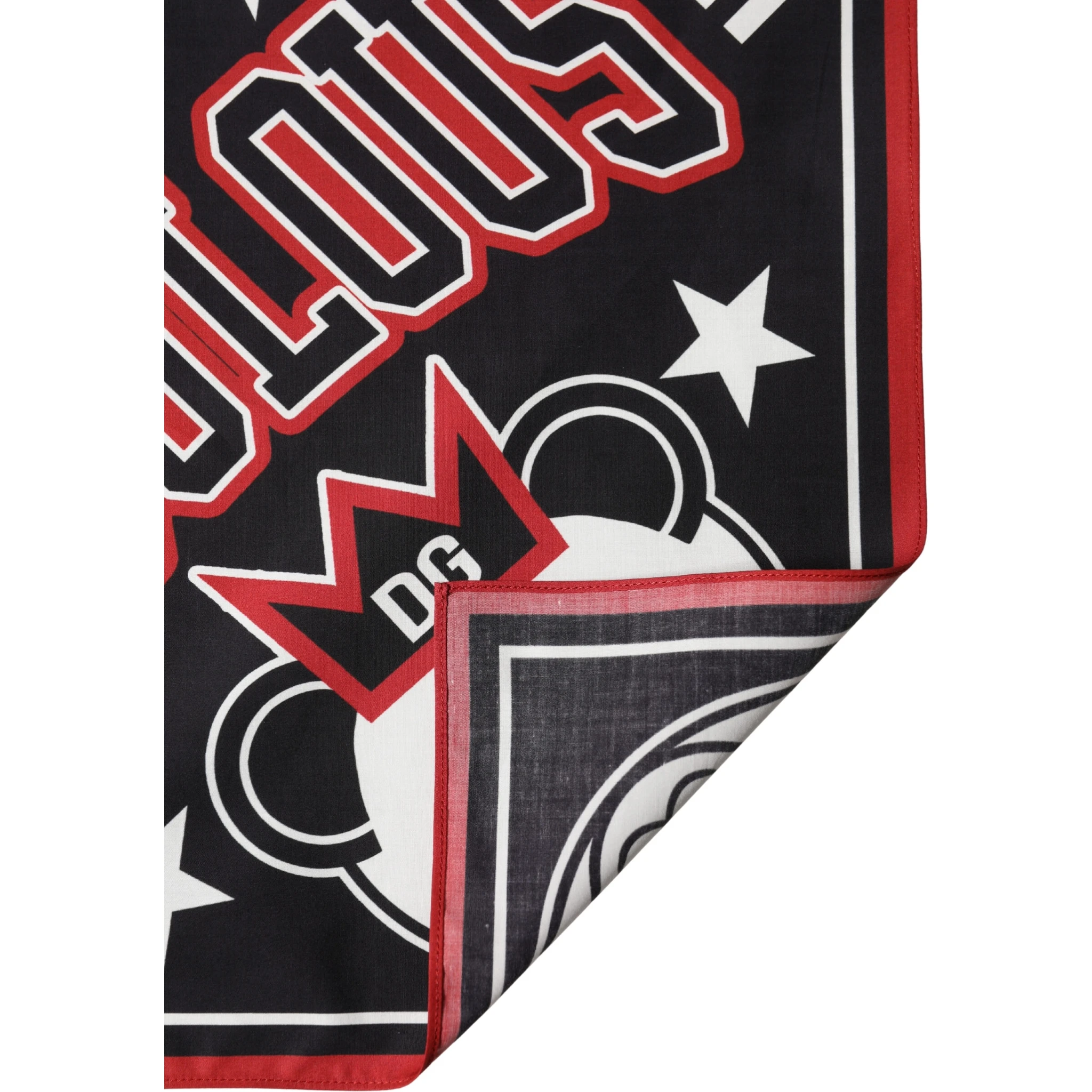 Black Red Panda Cotton Square Foulard 50.5cm x 50cm Scarf