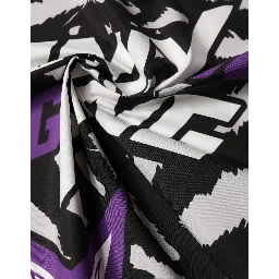 Black Purple DG King Cotton Foulard 51cm x 49.5cm Scarf
