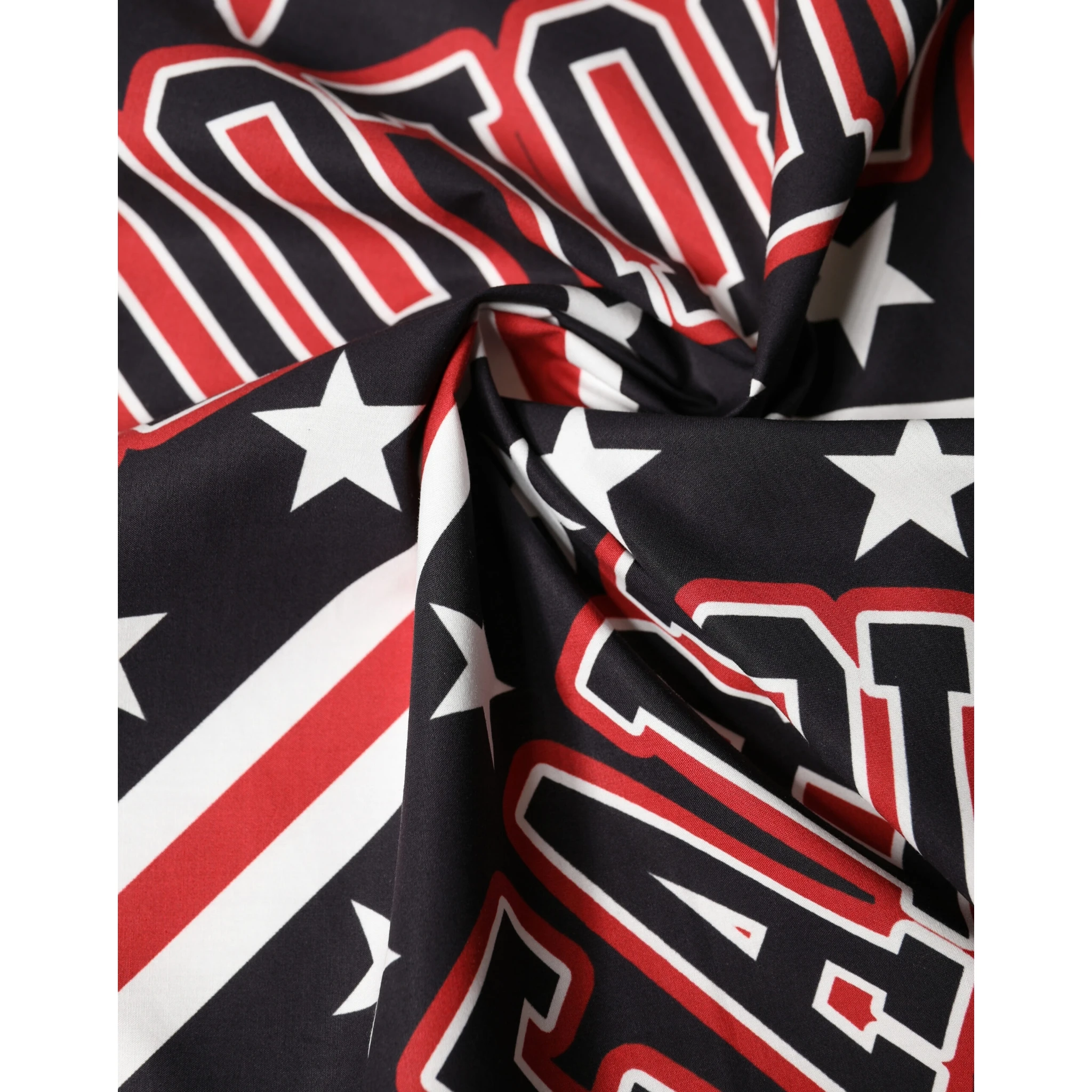 Black Red Panda Cotton Square Foulard 50.5cm x 50cm Scarf