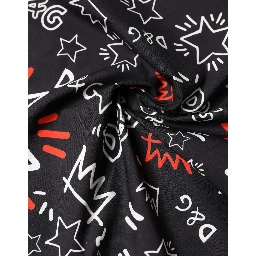 Black White Red DG Crown Cotton Foulard 47cm x 46cm Scarf