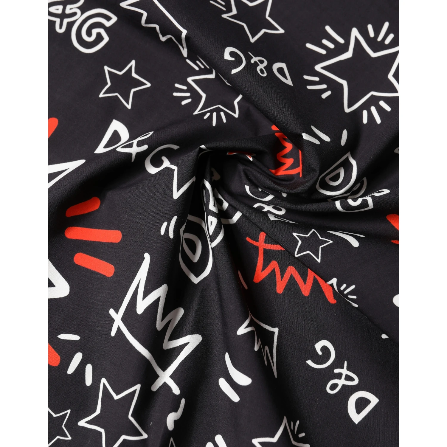 Black White Red DG Crown Cotton Foulard 47cm x 46cm Scarf