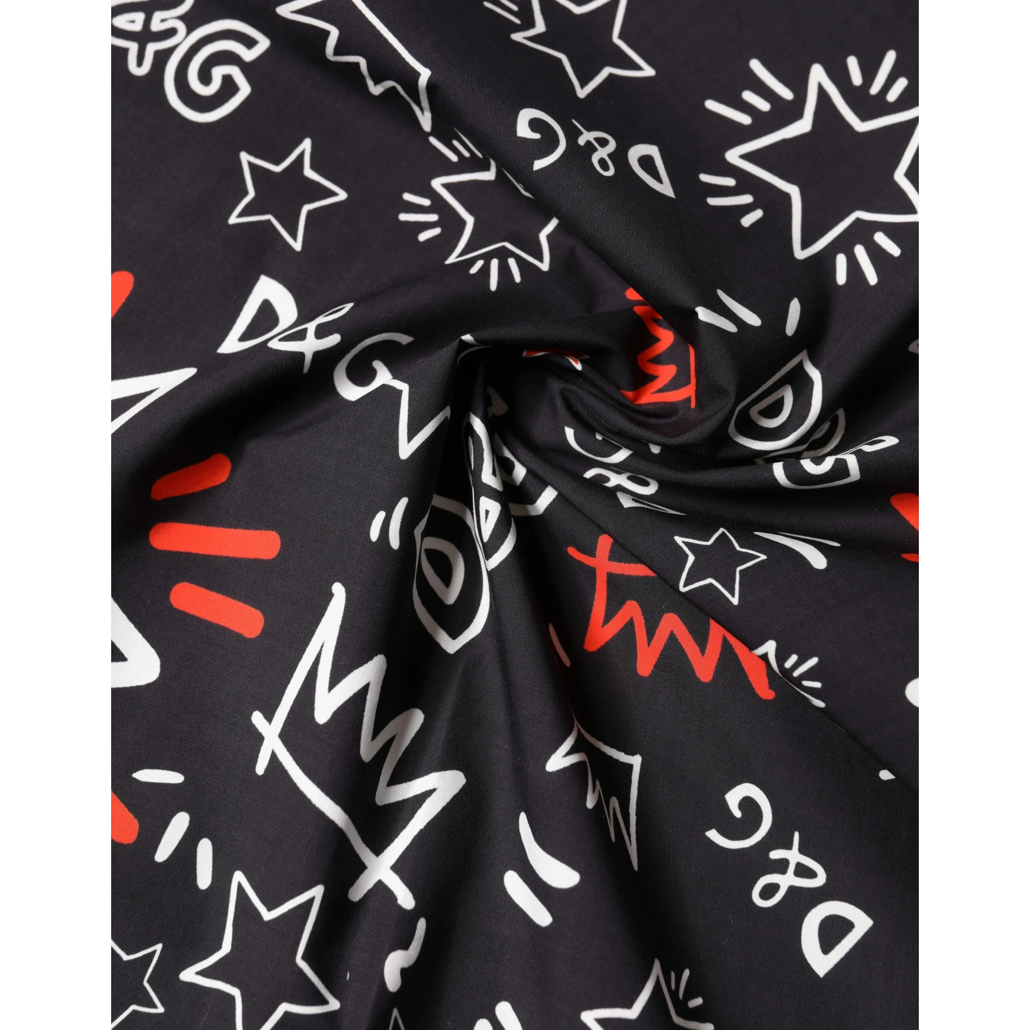 Black White Red DG Crown Cotton Foulard 47cm x 46cm Scarf