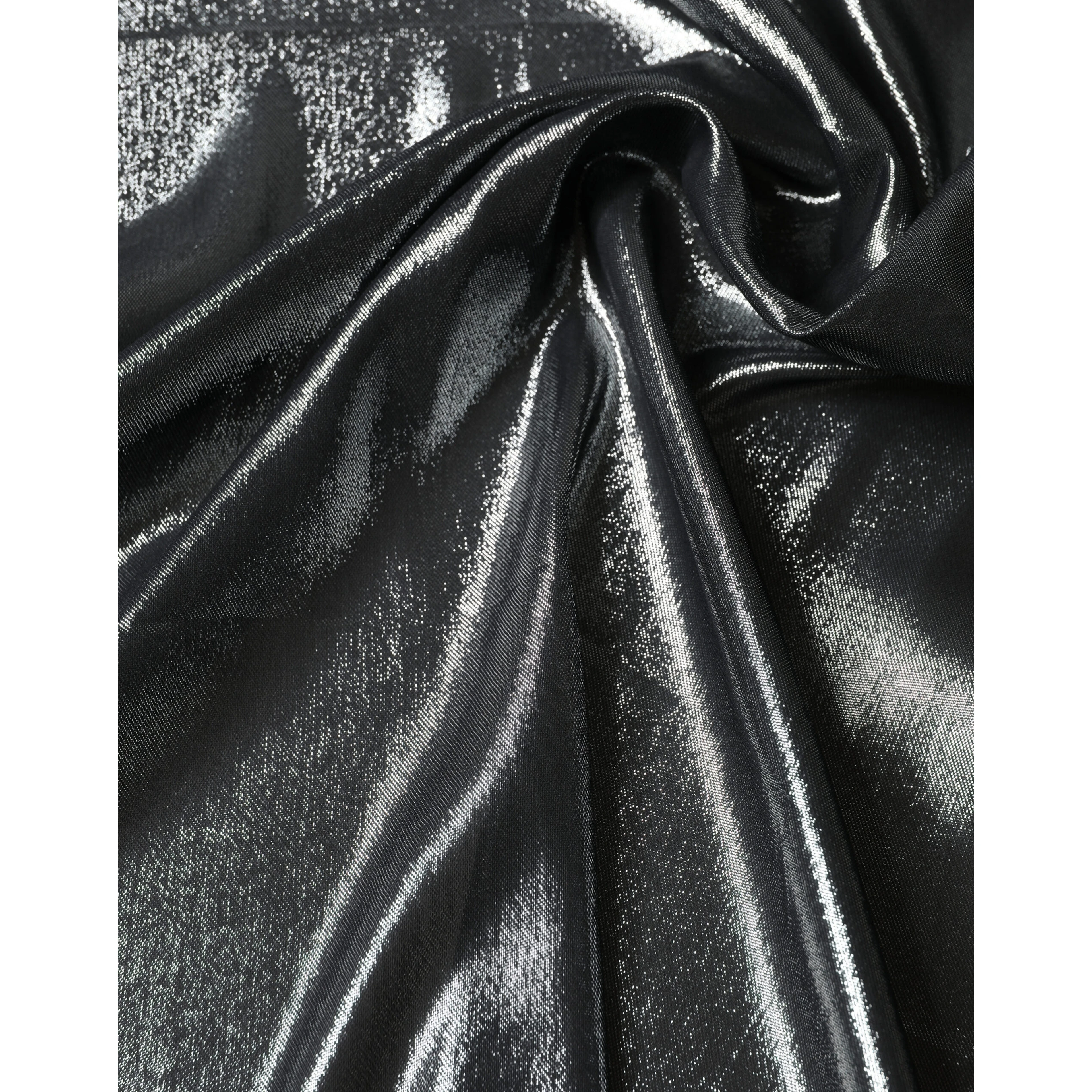 Black Silk Lurex Foulard Wrap Shawl 119cm x 117.5cm Scarf