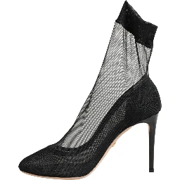 Black Nylon Stretch Mesh Sock Boots Shoes