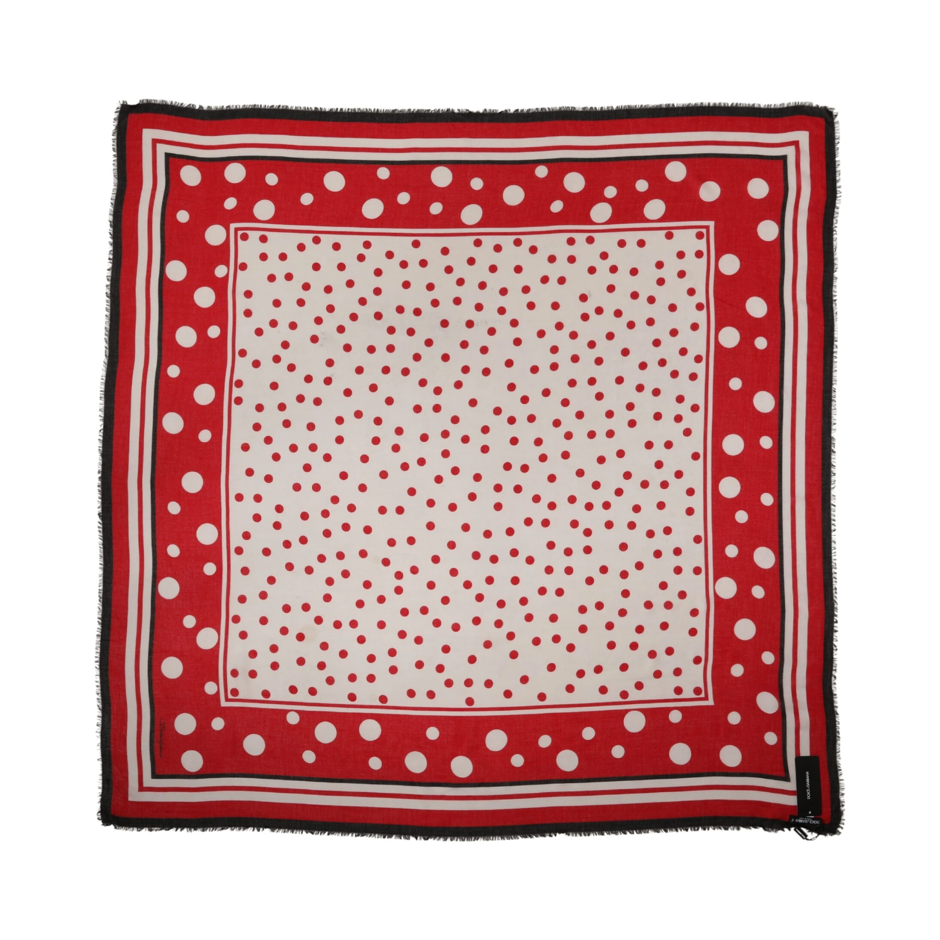 Red Polka Dot Print Square Stole 137cm x 134.5cm Scarf