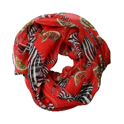 Red Zebra Print Silk Wrap Shawl Stole 200cm x 132cm Scarf