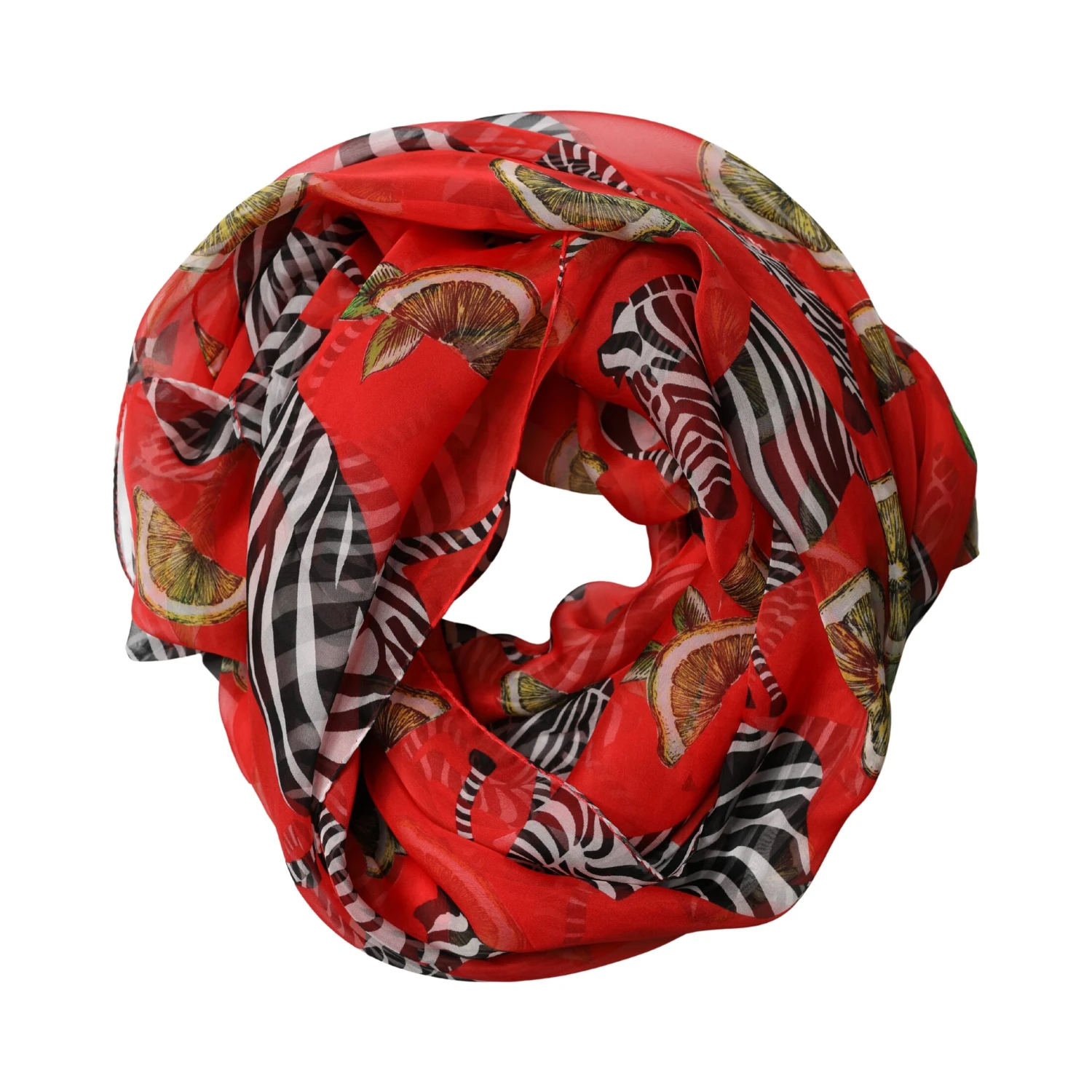 Red Zebra Print Silk Wrap Shawl Stole 200cm x 132cm Scarf
