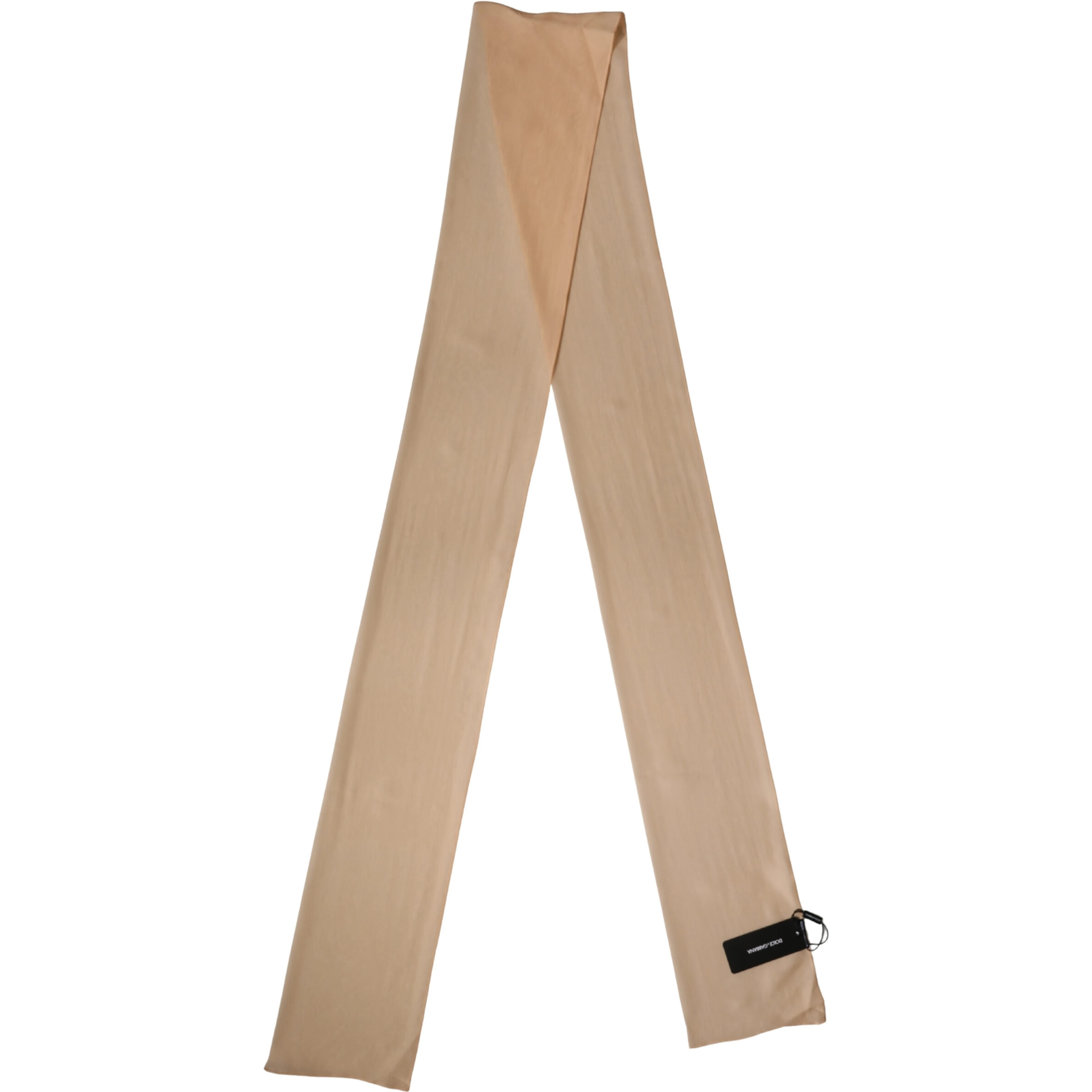 Beige Silk Sash Wrap Foulard Stole 292cm x 19cm Scarf