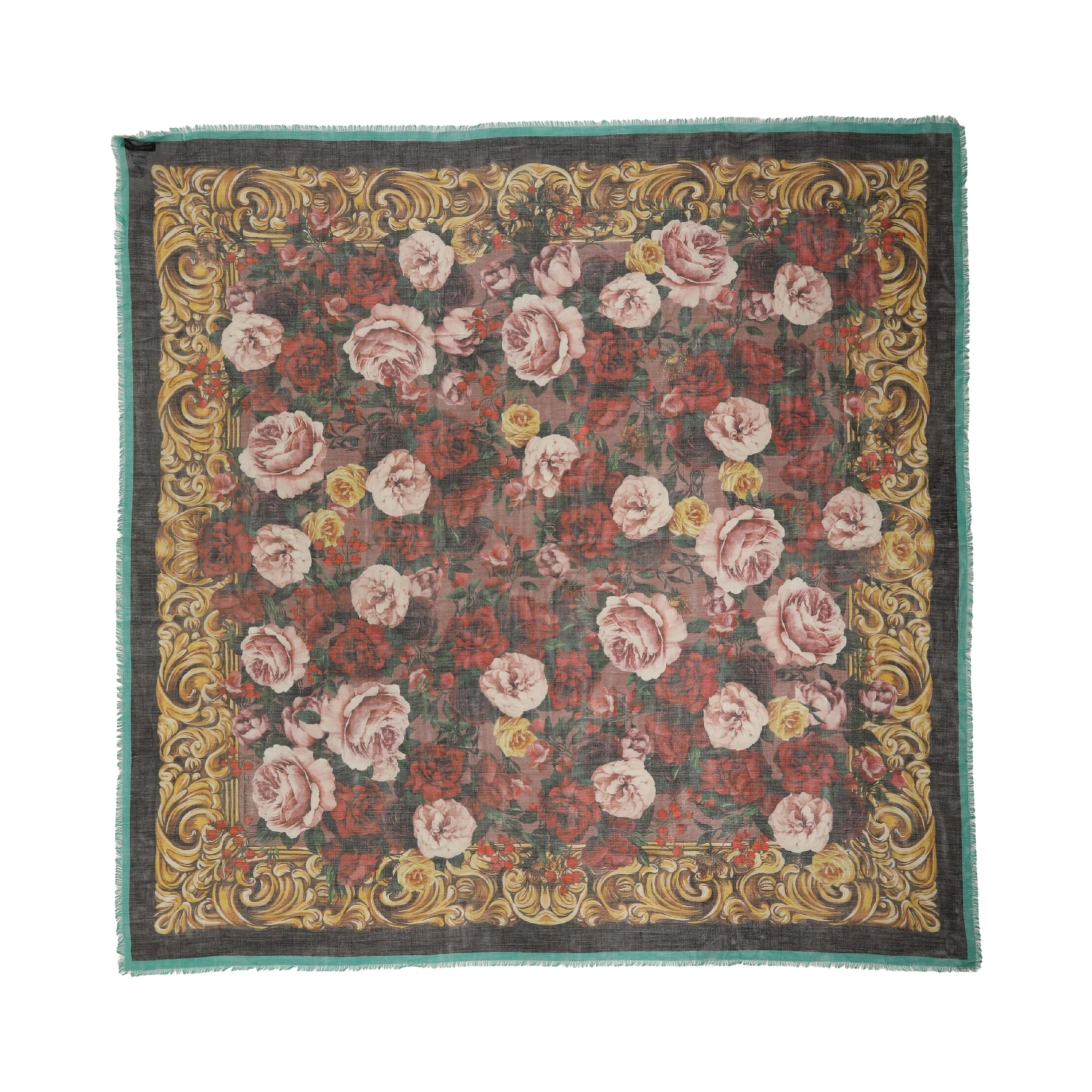 Multicolor Floral Cashmere Square Stole 134cmx134cm Scarf