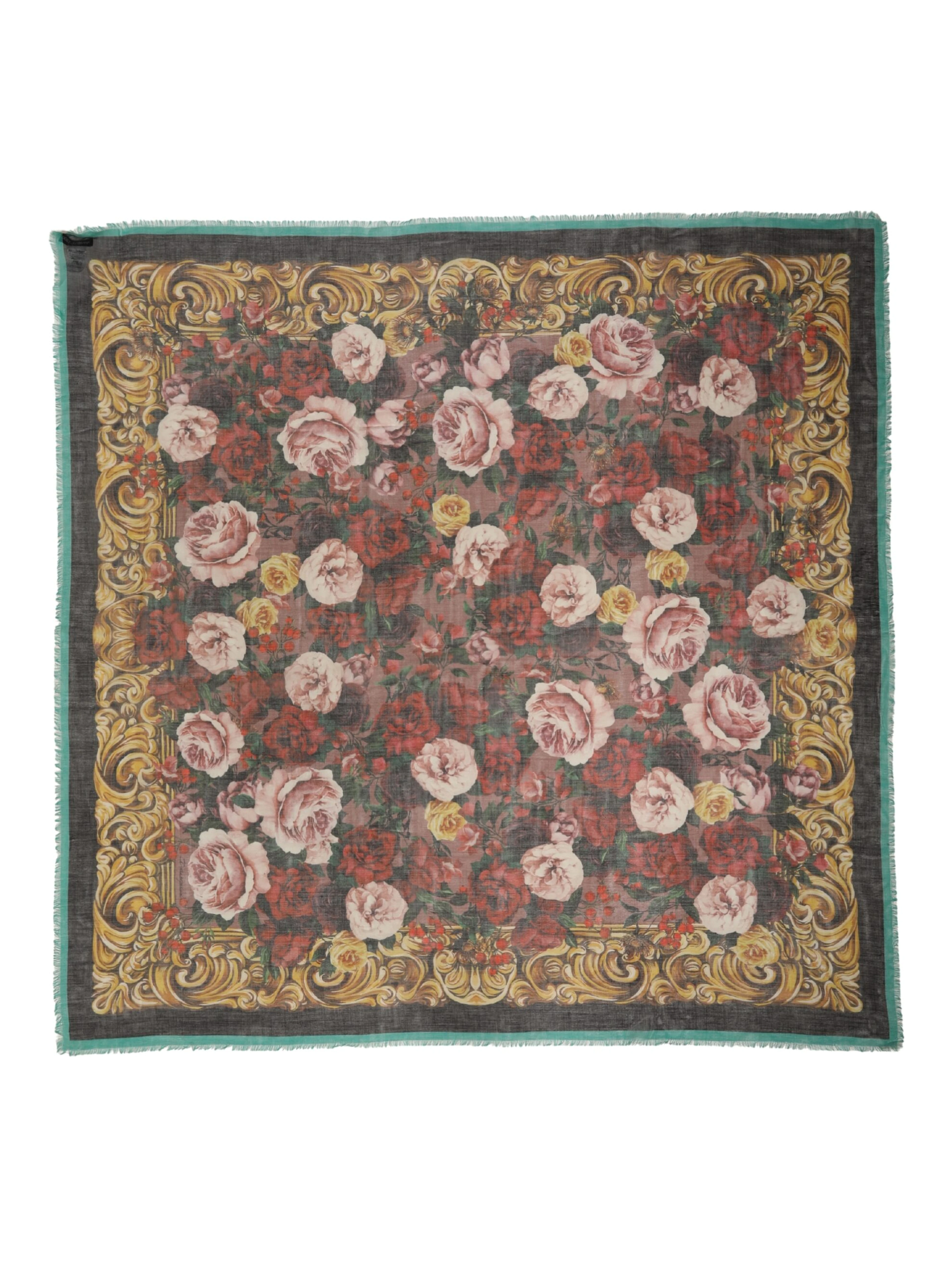 Multicolor Floral Cashmere Square Stole  Scarf