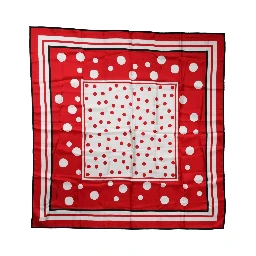 Red White Polka Dot Square Foulard 90cm x 88cm Scarf