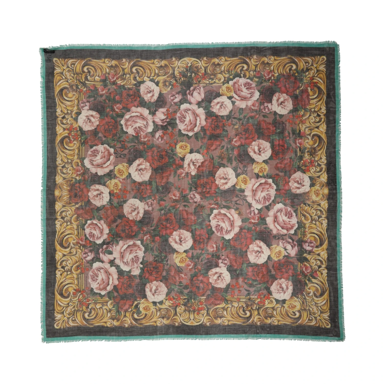 Multicolor Floral Cashmere Square Stole  Scarf