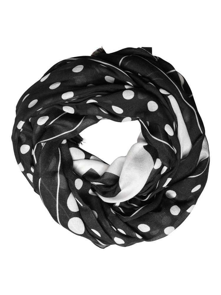 Black White Polka Dot Logo Stole Wrap 188cm x 116cm Scarf