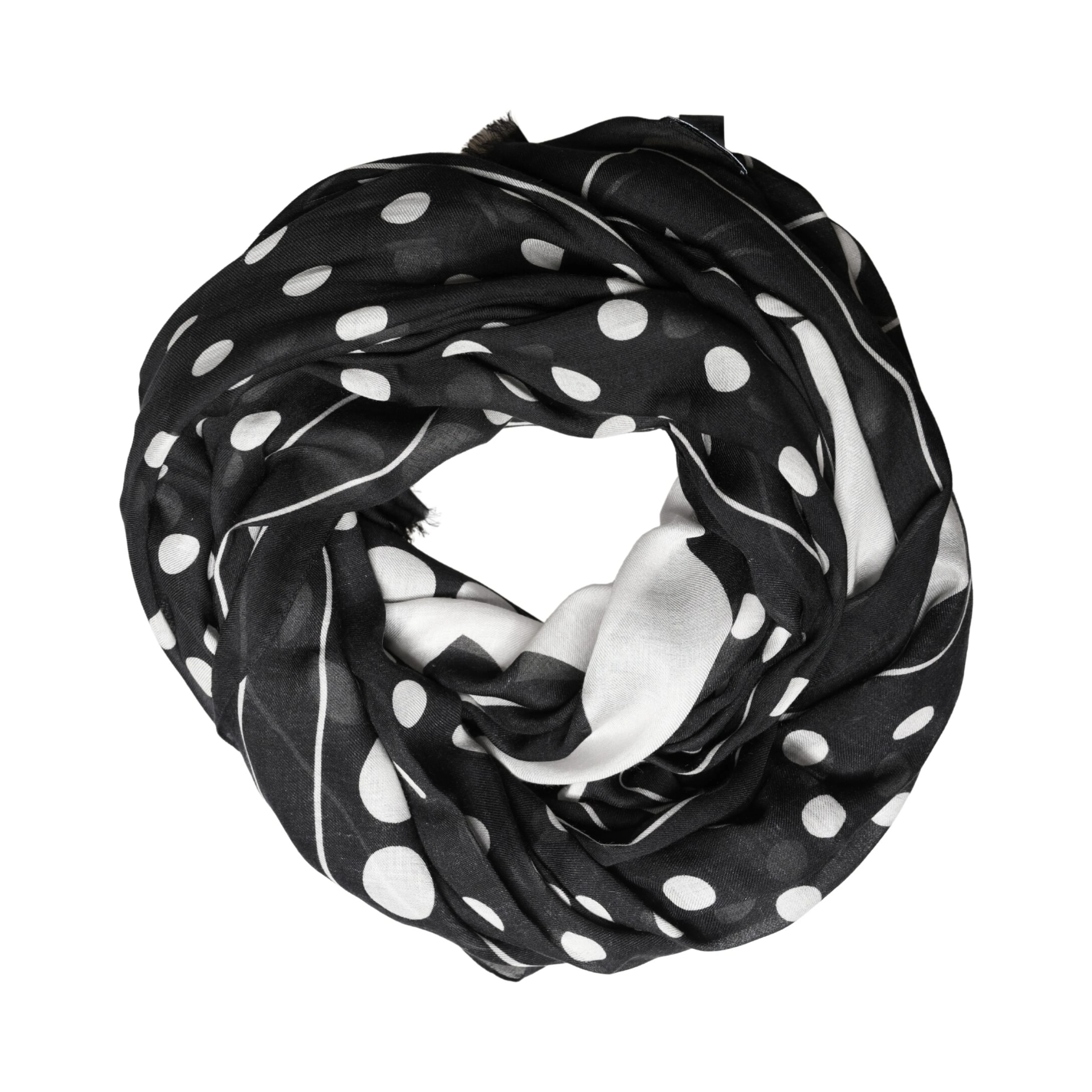 Black White Polka Dot Logo Stole Wrap 188cm x 116cm Scarf
