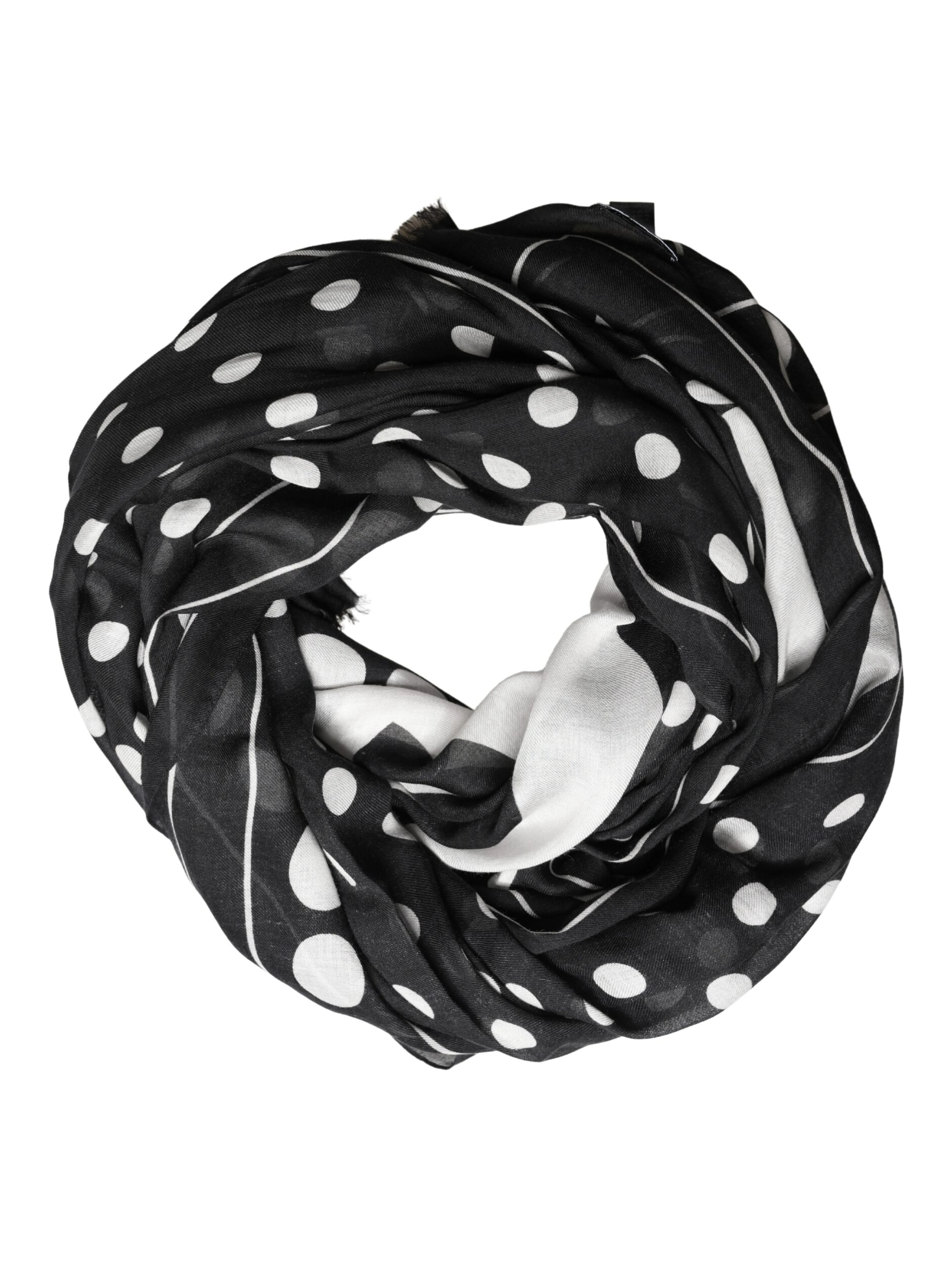 Black White Polka Dot Logo Stole Wrap 188cm x 116cm Scarf