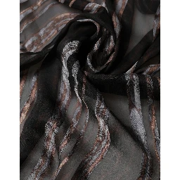 Black Stripes Silk Wrap Shawl Stole 193cm x 131cm Scarf