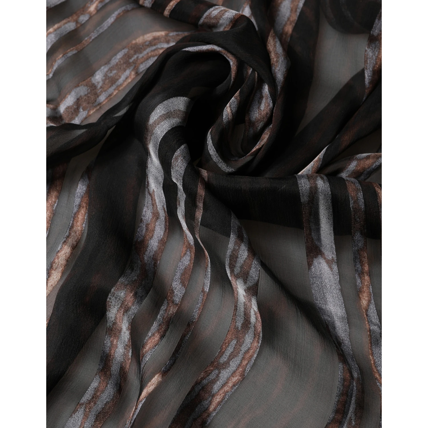 Black Stripes Silk Wrap Shawl Stole 193cm x 131cm Scarf